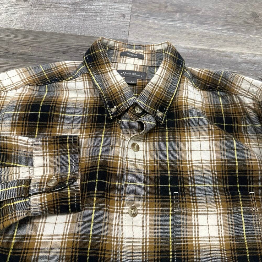 Eddie Bauer Flannel Shadow Plaid Men M Classic Fit Long Sleeve Button Down Shirt